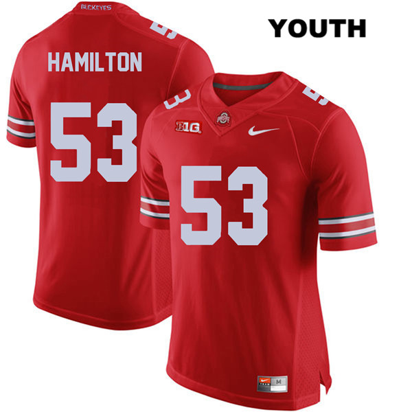 Ohio State Buckeyes Youth Davon Hamilton #53 Red Authentic Nike College NCAA Stitched Football Jersey WL19V00PC